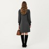 Anna-Kaci Women's Ribbed Knit Long Sleeve Dress with Puff Shoulder Detail and Relaxed A-Line Silhouette - 4 of 4