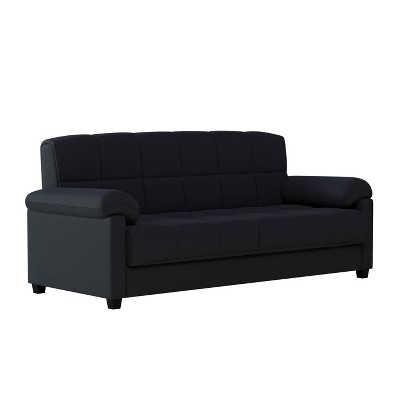 Maurice Microfiber Pillow Top Arm Convert a Couch Futon Sofa Sleeper Black - Handy Living