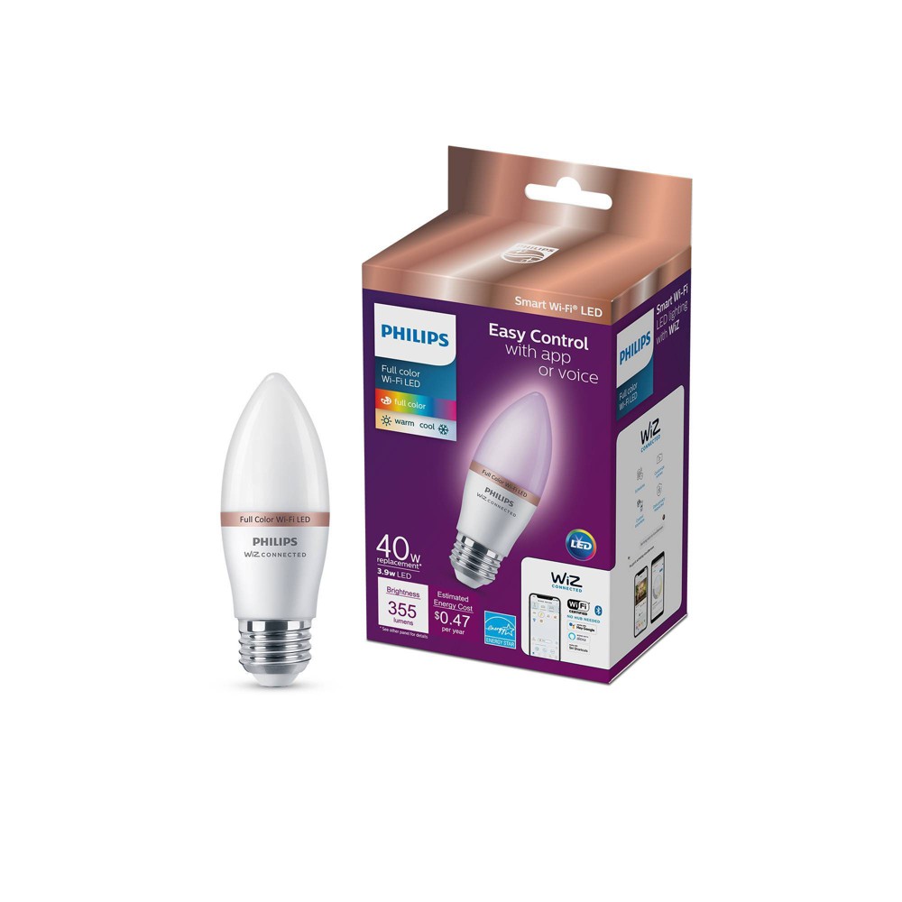 Photos - Light Bulb Philips Smart 40W Color Candelabra Base  Candle 1P (E12)