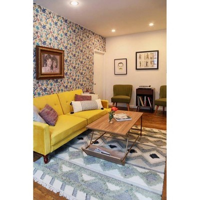 Regal Light Walnut Woodgrain Coffee Table with Bronze Metal Frame