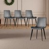 Gulches Set of 4 Modern Gray PU Leather Dining Chairs Black Metal Legs Ergonomic Comfort for Kitchen Dining Room - 2 of 4
