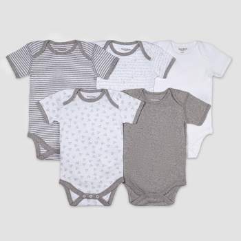 Burt's Bees Baby® Organic Cotton 5pk Short Sleeve Bodysuit Set - Heather Gray