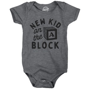 New Kid On The Block Baby Bodysuit Funny Sarcastic Graphic Novelty Jumper For Infants - Crazy Dog Baby Bodysuit - 1 of 4