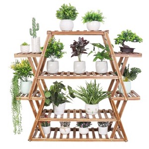 Artloge 8-Tier Large Solid Wood Plant Stand Rustic Corner Shelf Flower Rack for Garden Porch Patio Balcony Home Decor - 1 of 4