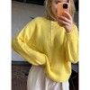 Coolmee Women's Sweaters Button Crew Neck Solid Casual Sweaters Fall Long Sleeve Henley Shirts Fashion Loose Knit Pullover Tops S Yellow - 2 of 2