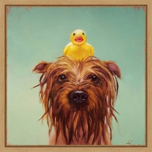 Amanti Art Bath Time (Dog and Duck) by Lucia Heffernan Canvas Wall Art Print Framed 16 x 16-in. - 1 of 4