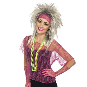 Smiffys 80s Lace Net Vest, Gloves & Headband Costume Accessory - 1 of 4