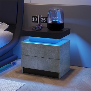 Nightstand With 2 Drawers, Bedside Tables With Adjustable LED Lights, Small Night Stands, Modern Side Table For Living Room Bedroom, Easy Assembly - 1 of 4