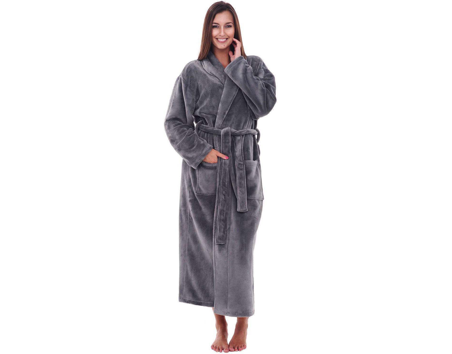 ADR Plush Robe for Women, Long Hooded Fleece Robe with Hood, Plus Size