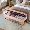 ORRD 58.6" Velvet Storage Bench with Metal Base, Upholstered Long Bed Bench with Lift Top for Bedroom, Living Room, Beige Ottoman - 3 of 4