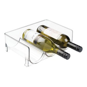 mDesign Plastic Free-Standing Stackable 3 Bottle Wine Storage Rack, Clear - 1 of 4