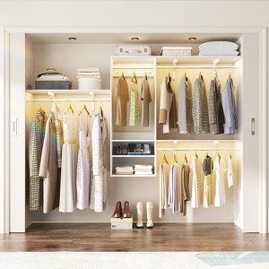 96'' Space-saving Floating Closet Organizer,  Wall-mounted Closet System with Shelves and Hanging Rods - 1 of 4