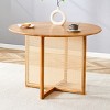 FURNIinspire Dining Tables Modern Rattan Round Dining Table, Country Retro Wood Dining Room Table, Decorative Table, Brown, 42"*42"*29.5" - 2 of 4