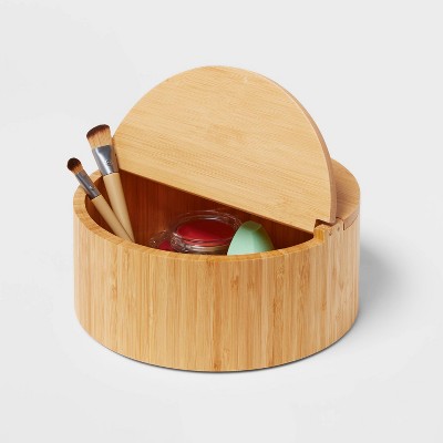 9&#34; x 4&#34; Circular Hinge Lid Bamboo Countertop Organizer - Brightroom&#8482;