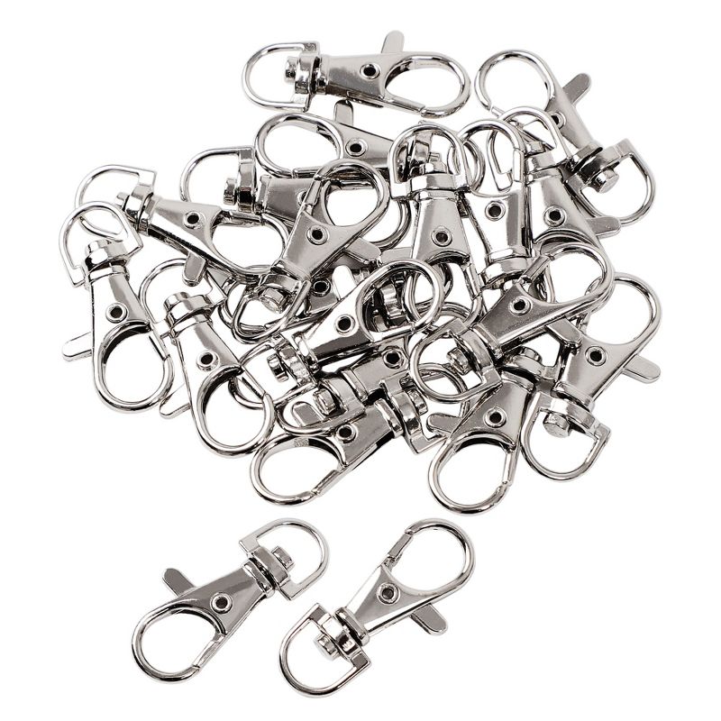 Unique Bargains Key Ring Chain Metal Lobster Swivel Clasp Silver Tone 1.4" x 0.6" x 0.28" 20Pcs, 1 of 7
