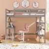 Infans Twin Size Solid Wood Loft Bed with Desk & Bookshelves, Ladder & Guardrails Gray - 4 of 4