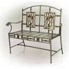 41" x 45" Metal Outdoor Garden Bench with Bird Design Gray - Alpine Corporation - 3 of 4