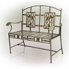 41" x 45" Metal Outdoor Garden Bench with Bird Design Gray - Alpine Corporation - image 3 of 4