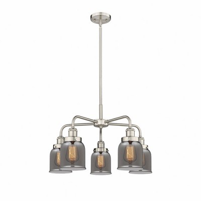 Bell - 5 Light Stem Hung Chandelier In Art Deco Style-14.75 Inches Tall and 23 Inches Wide