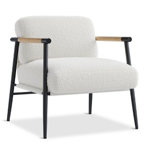 Modern Accent Chair, Cozy Reading Chair Upholstered in Plush 420G Fabric, with Spring Foam Cushion, for Bedroom and Living Room - 1 of 4