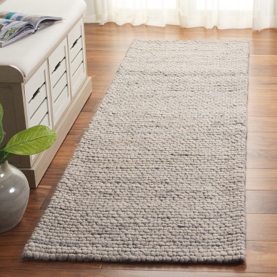 Gray Geometric Flat Woven Wool Runner Rug, 2'3" x 8'