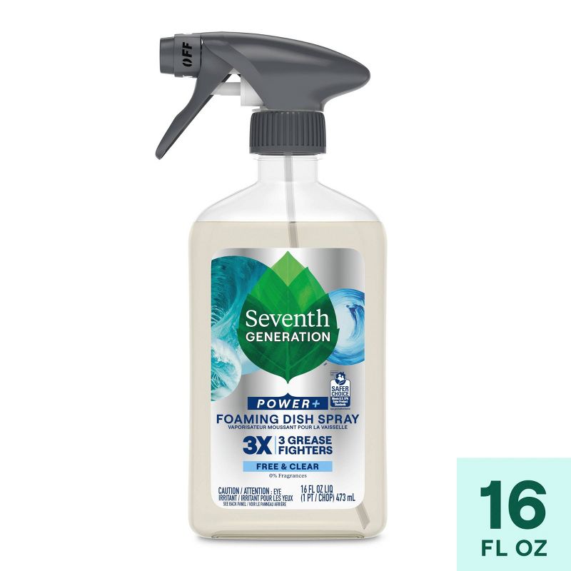 Seventh Generation Free &#38; Clear Power Plus Foaming Dish Spray Soap - 16 fl oz, 1 of 12