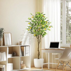 5FT Artificial Lemon Tree with 50 Lights - Realistic Faux Plant with Fruit, Lifelike Leaves, Pre-Potted for Home, Office, Living Room Decor - 1 of 4