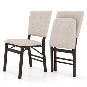 Tangkula Foldable Dining Chair Set of 2 w/Padded Seat & Tilt Backrest Rubber Wood Legs - 1 of 4