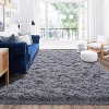 Gray Shag Area Rug, Ultra Soft 1.7" Plush, Non-Slip with Adhesive Pads, for Bedroom or Living Room - 2 of 4