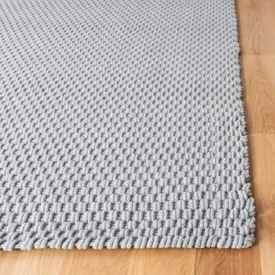 Hand-Knotted Soft Cotton Basket Weave 59'' Gray Area Rug