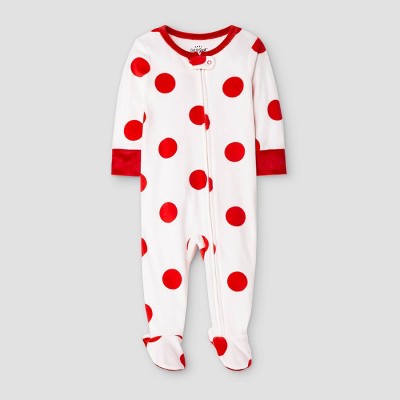 Baby Girls' Dot Footed Pajama - Cat & Jack™ Red 0-3M