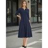 INSPIRE CHIC Women's Elegant Split Neck Side Zipper Pockets 3/4 Sleeve Work A-Line Dress - 2 of 4