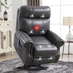 Bestier Genuine Leather Power Lift Recliner Chair with USB Port, Luxury Rocker Glider Recliners Sofa with Massage for Living Room Bedroom Home Theater - 1 of 4