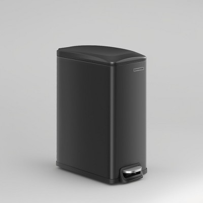 Slim Trash Can, 12.7-Gal (48 L) Garbage Can for Narrow Spaces with Soft-Close Lid, Stainless Steel, 15 Trash Bags Included