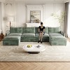 GDFStudio Veromca 142" Oversized 4-Seater Corduroy Upholstered U Sectional Sofa with 2 Movable Ottomans - 2 of 4
