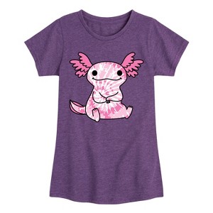 Girls' - Instant Message - Tie Dye Axolotl Fitted Short Sleeve Graphic T-Shirt - 1 of 4