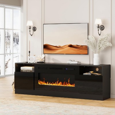 70" Fireplace TV Stand w/ 36" Fireplace - 12-Color Flames & Heater, Storage Cabinet, Entertainment Center for TVs to 80"