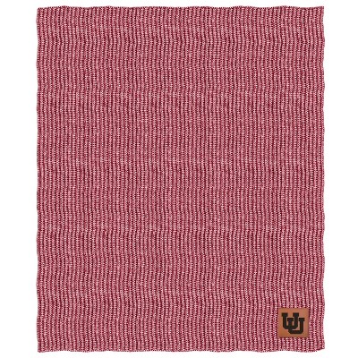 NCAA Utah Utes Two- Tone Sweater Knit Blanket with Faux Leather Logo Patch