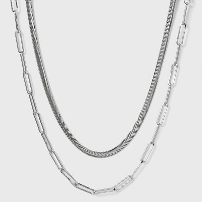 SUGARFIX by BaubleBar Metallic Necklace Set - Silver