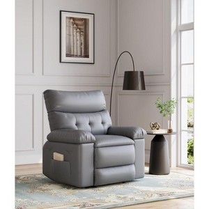 Manual Recliner Chair, 360 Degree Swivel Sofa, Pu Leather Cozy Lounge Chair with Side Pocket - 1 of 4