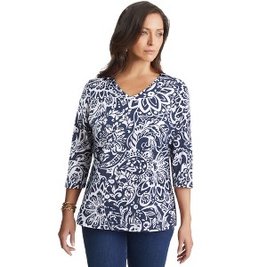 Jessica London Stretch Cotton V-Neck Tee - 1 of 4