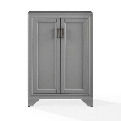 Distressed Gray Adjustable Shelf Bathroom Accent Cabinet
