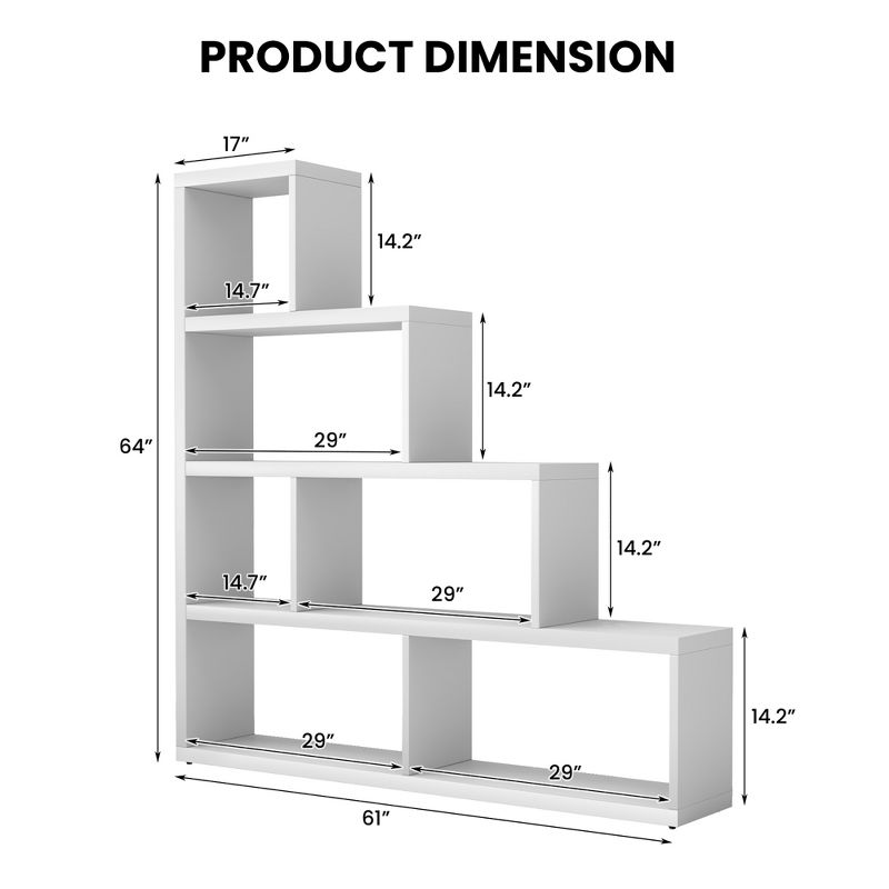 Costway 6 Cubes Ladder Shelf Freestanding Corner Bookshelf Storage Bookcase Display Rack, 3 of 11