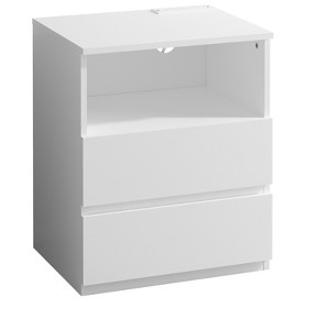 Gulches White 2 Drawer 18 in W Nightstands Set of 2 with Fast USB C Charging Station - 1 of 4
