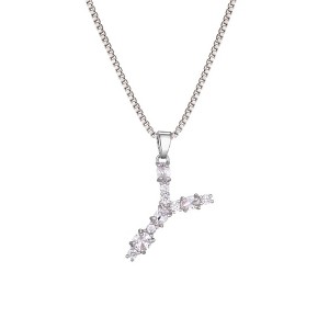 Adornia Silver Plated Mixed Stone Crystal Initial Necklace - 1 of 3
