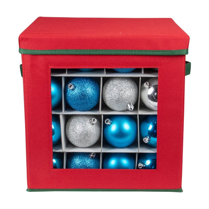 Northlight 12" Red Christmas Ornament Storage Bag with Removable Dividers, 4 of 7