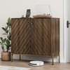 Walnut Sideboard Cabinet, Freestanding Buffet Cabinet with Golden Metal Feet, Wood Storage Cabinet Brown - 3 of 4