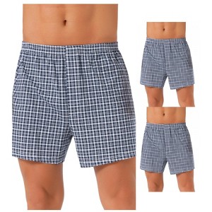 INSPIRE CHIC Men's 3 Pack Classic Elastic Waistband Plaid Pattern Boxer Shorts - 1 of 4