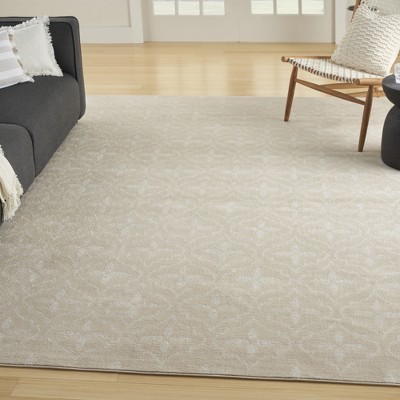 Ivory Beige 6' x 9' Synthetic Moroccan Trellis Area Rug