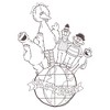 Women's Sesame Street Globe Group Outline T-Shirt - 2 of 4